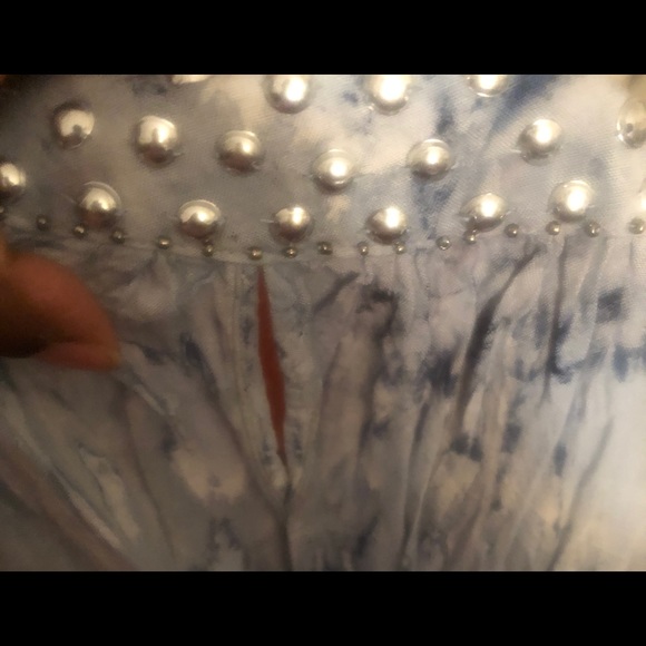 Bella Moda Blue Tie Dye Pattern w/Faux Silver Stud - Picture 5 of 8